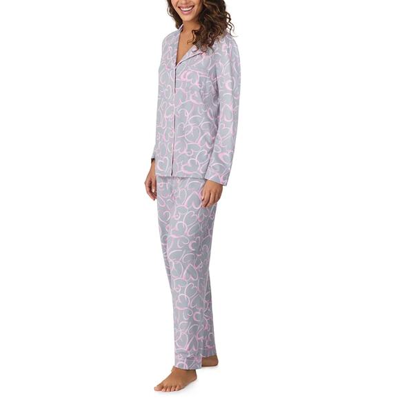 NWT Cuddl Duds Cotton-Blend Long Sleeve Notch Collar 2-Pc Pajama Set  -size S - Picture 1 of 14